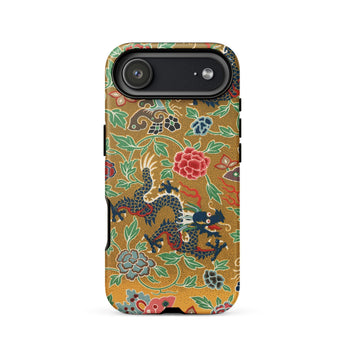 Chinese and Japanese Pattern - Auguste Racinet Phone Case Iphone 17 Air / Matte Gold-toned Phone Case Detailed Black Dragon Design