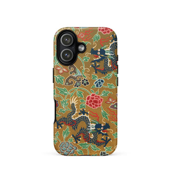 Chinese and Japanese Pattern - Auguste Racinet Phone Case Iphone 17 / Matte Gold Dragon Patterned Phone Case Floral Accents Textured