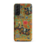 Chinese and Japanese Pattern - Auguste Racinet Phone Case Samsung Galaxy S21 Plus / Matte Gold-colored Phone Case Intricate Blue Dragons