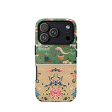 Chinoiserie Double Act - Auguste Racinet Phone Case Iphone 17 Pro / Matte Green Beige Floral Phone Case Intricate Designs Made Auguste