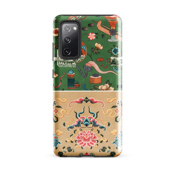 Chinoiserie Double Act - Auguste Racinet Phone Case Samsung Galaxy S20 Fe / Matte Vibrant Green Beige Phone Case Adorned Intricate