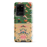 Chinoiserie Double Act - Auguste Racinet Phone Case Samsung Galaxy S20 Ultra / Matte Vibrant Green Beige Phone Case Adorned Intricate