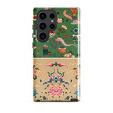 Chinoiserie Double Act - Auguste Racinet Phone Case Samsung Galaxy S23 Ultra / Matte Green Beige Patterned Phone Case Intricate Traditional