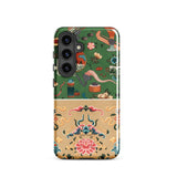 Chinoiserie Double Act - Auguste Racinet Phone Case Samsung Galaxy S24 / Matte Vibrant Green Beige Adorned Intricate Traditional Pattern,