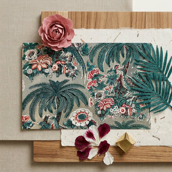 Chintz - George Loughridge Jungle Art Print / Canvas Rectangular Piece Paper Detailed Botanical Print Teal Palm George Loughridge’s Chintz,