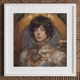 Chloe - Impresión artística / Lienzo de astronauta lesbiana francesa, 12x12’’ / 31x31cm / Marco blanco / Cartón paspartú, Pósters, impresiones y arte visual, Toby Leon