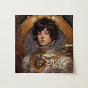 Chloe - French Lesbian Astronaut Art Print / Canvas, 12x12’’ / 31x31cm / Unframed / no Border, Posters Prints & Visual Artwork, Toby Leon