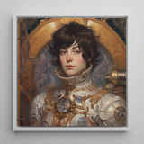 Chloe - Impresión artística / Lienzo de astronauta lesbiana francesa, 12x12’’ / 31x31cm / Marco blanco, Pósters, impresiones y arte visual, Toby Leon