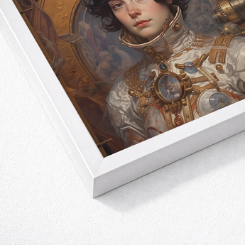Framed Portrait Woman Ornate Steampunk-inspired Attire Gold Silver French Lesbian Astronaut, Aesthetic, Gayest