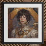 Chloe - French Lesbian Astronaut Art Print / Canvas Steampunk-inspired Silver Gold Armor Jacket Intricate, Aesthetic, Gayest Prints