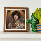 Chloe - French Lesbian Astronaut Art Print, Framed Portrait Painting Person Dark Curly Hair Ornate