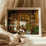 Chop - Hanoi Street Barber Photography Art Print / Canvas Framed Photograph Traditional Vietnamese Barbershop Storefront, Captivating Fine