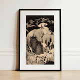 Christmas Eve - Theodorus Van Hoytema Art Print / Canvas Black-framed Art Print Detailed Stylized Owl Icy Cavern Hoytema Print, Snow