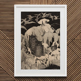Christmas Eve - Theodorus Van Hoytema Art Print / Canvas Framed Monochrome Two Owls Amidst Winter, Snow Settles, Prints