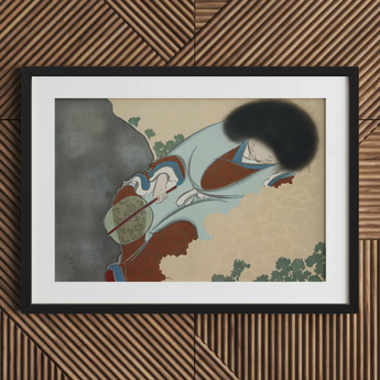 Chrysanthemums - Stampa d'arte di Kamisaka Sekka / Tela, 30x20’’ / 76x51cm / Cornice nera / Passe-partout, Poster, stampe e opere d'arte visiva, Toby Leon