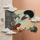 Chrysanthemums - Kamisaka Sekka Art Print / Canvas Delicate Hand-painted Illustration Traditional Japanese Geisha Light Blue Kamisaka Sekka