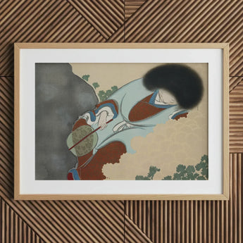 Chrysanthemums - Kamisaka Sekka Art Print / Canvas Wooden Framed Artwork Traditional Japanese Design Figure Blue, Translucent Powder-blue