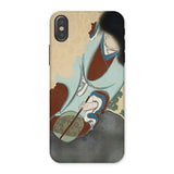 Chrysanthemums from Momoyogusa - Kamisaka Sekka Phone Case Iphone x / Matte Abstract Art Light Blue Brown White Veiled Figure Bows, Quiet