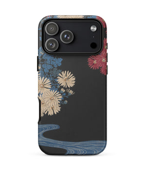 Chrysanthemums and Stream - Ohara Koson Phone Case Iphone 18 Pro Max / Matte Black Adorned Delicate Floral Pattern Cream, Koson’s, Design