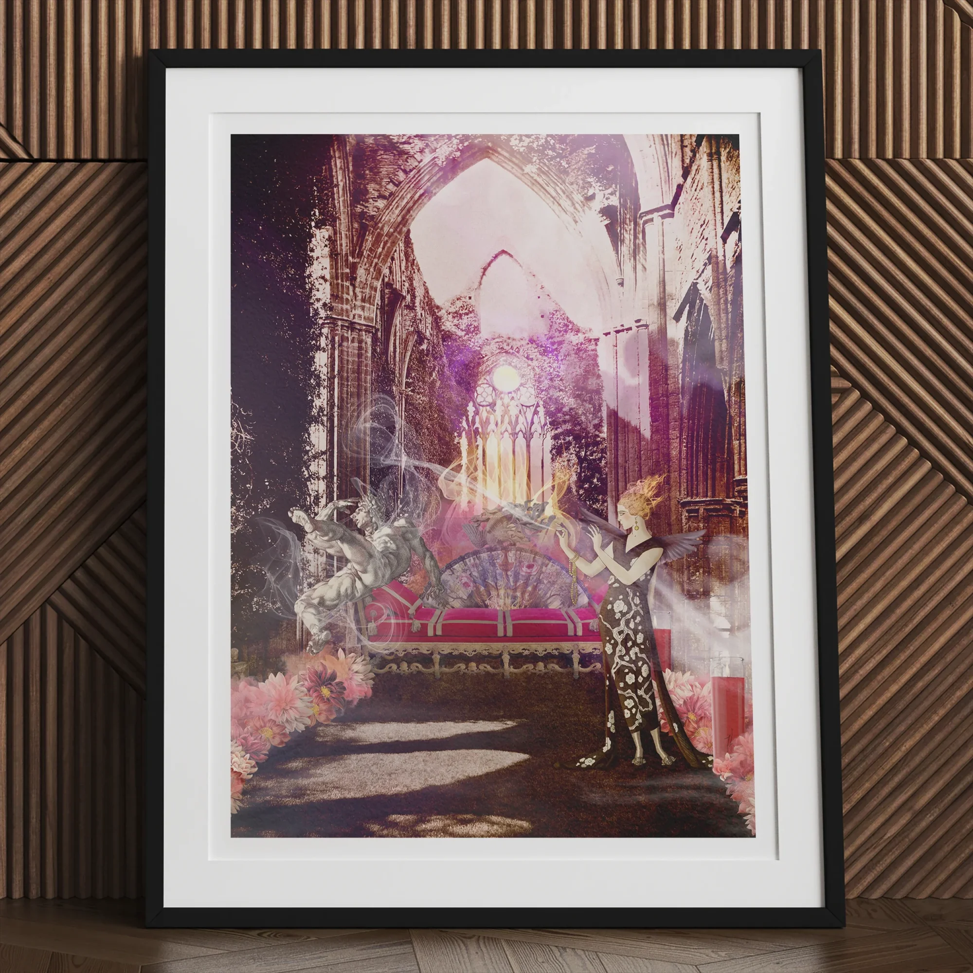 Circe the Phoenix Maker Greek Myth Witch Art Print, Framed Artwork Fantastical Dreamlike Interior Scene Ornate Architecture