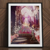Circe the Phoenix Maker - Greek Myth Witch Art Print Framed Surreal Scene Gothic Architecture Vibrant, Fantastical Realms Unfolds, Prints