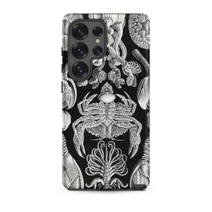 Cirripedia Barnacles - Ernst Haeckel Samsung Case, Galaxy S25 Ultra / Matte, Black Phone Case White Intricate Pattern Marine Life