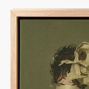 Clear Sighted - Modern Victorian Fashion Art Print / Canvas Framed Painting Textured Olive Green Background Dark, Hushed Opulence, Portrait