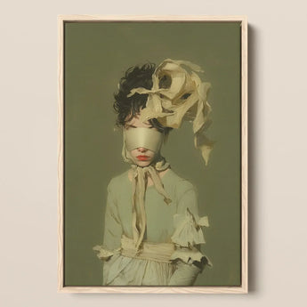 Clear Sighted - Modern Victorian Fashion Art Print / Canvas Framed Art Print Figure Muted Green Tones Adorned Modern Victorian Fashion,
