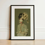 Clear Sighted - Modern Victorian Fashion Art Print / Canvas Framed Surreal Portrait Figure Muted Olive-green, Hushed Opulence, Pulses Prints