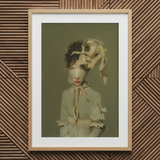 Clear Sighted - Modern Victorian Fashion Art Print / Canvas Wooden Framed Portrait Woman Ribbons Lace Olive Green Modern Victorian Fashion,