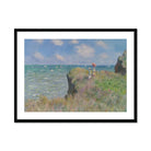 Cliff Walk at Pourville - Claude Monet Normandy Art Print, Framed Impressionist Painting Coastal Cliff Scene Sailboats Water