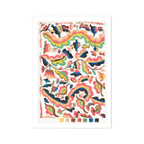 Colcha - Etna Wiswall Rainbow Pattern Art Print / Canvas Abstract Watercolor Pattern Curved Organic Shapes Coral Navy Etna Wiswall’s