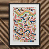 Colcha - Etna Wiswall Rainbow Pattern Art Print / Canvas Vibrant Abstract Artwork Black Frame White Patterns Pink Wiswall’s, Fine, Bridges