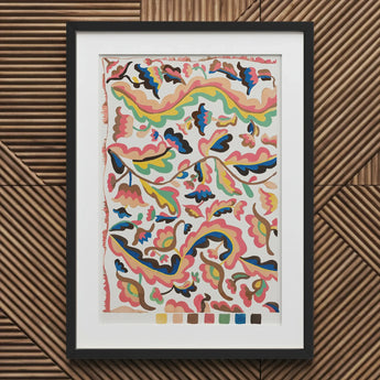 Colcha - Etna Wiswall Rainbow Pattern Art Print / Canvas Vibrant Abstract Artwork Black Frame White Patterns Pink Wiswall’s, Fine, Bridges