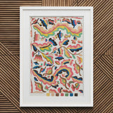 Colcha - Etna Wiswall Rainbow Pattern Art Print / Canvas Vibrant Abstract Painting White Frame Patterns Pink Blue Wiswall’s, Fine, Bridges