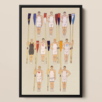 College Crews - Edward Penfield Art Print / Canvas, 12x18’’ / 31x46cm / Black Frame, Posters Prints & Visual Artwork, Toby Leon