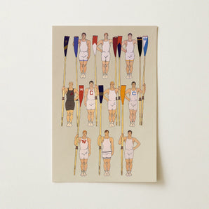 College Crews - Edward Penfield Art Print / Canvas, College Crews, Male Athletic Body, Ten Rowers Stands, Edward Penfield Art, Penfield Art