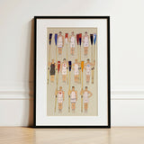 College Crews - Edward Penfield Art Print / Canvas Framed Illustration Team White Uniforms Oars Colorful Flags College Crews, Male Athletic