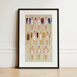 College Crews - Edward Penfield Art Print / Canvas Framed Illustration Team White Uniforms Oars Colorful Flags, Male Athletic Body, Ten