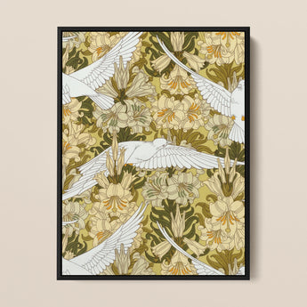Colombes et Lis - Maurice Pillard Verneuil Art Print / Canvas, 12x16’’ / 31x41cm / Black Frame, Posters Prints & Visual Artwork, Toby Leon