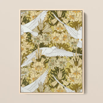 Colombes et Lis - Maurice Pillard Verneuil Art Print / Canvas, 12x16’’ / 31x41cm / Natural Frame, Posters Prints & Visual Artwork, Toby Leon