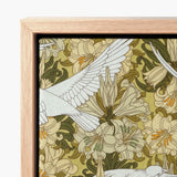 Framed Canvas Print Detailed Illustration White Birds Amidst Pillard Verneuil, Art Nouveau Home Décor, Captivating Colombes