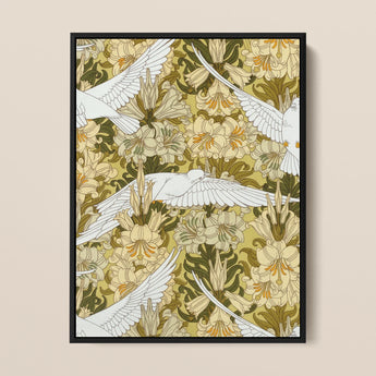 Colombes et Lis - Maurice Pillard Verneuil Art Print / Canvas, Pillard Verneuil, Art Nouveau Home Décor, Captivating Colombes, Artwork,