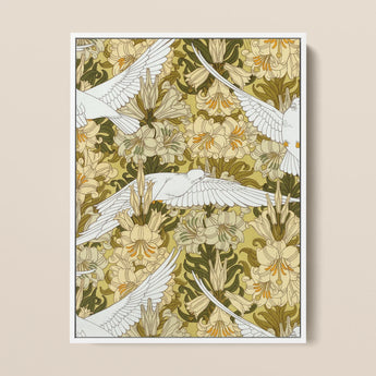 Colombes et Lis - Maurice Pillard Verneuil Art Print / Canvas, Pillard Verneuil, Art Nouveau Home Décor, Captivating Colombes, Artwork,