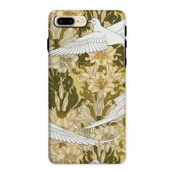 Colombes et Lis - Maurice Pillard Verneuil Phone Case Iphone 8 Plus / Matte Decorative Phone Case Floral Bird Pattern Green White Maurice