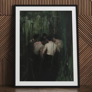 Communion - Secret Gay Orgy Art Print / Canvas, 24x32’’ / 61x81cm / Black Frame / Matboard, Posters Prints & Visual Artwork, Toby Leon