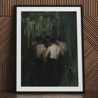 Communion - Stampa artistica di orgia gay segreta / Tela, 24x32’’ / 61x81cm / Cornice nera / Passe-partout, Poster, stampe e opere d’arte visiva, Toby Leon