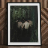 Communion - Secret Gay Orgy Art Print / Canvas Black-framed White Mat Impressionistic Painting Shirtless, Five Figures Coil, Orgyn Prints