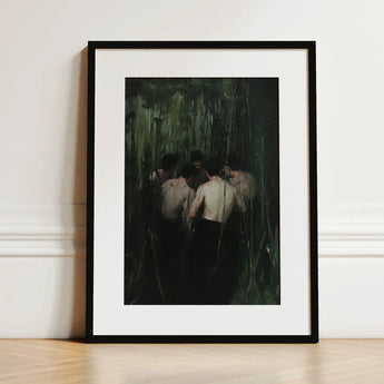 Communion - Secret Gay Orgy Art Print / Canvas Black-framed White Mat Impressionistic Painting Shirtless, Five Figures Coil, Orgyn Prints