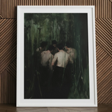 Communion - Secret Gay Orgy Art Print / Canvas White-framed Art Print Moody Impressionistic Scene Shirtless Men Secret Gay Orgy, Five